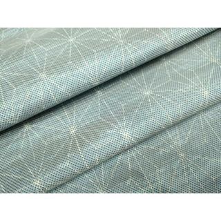 平和屋着物▽上質な紬　単衣　麻の葉文様　正絹　逸品　DAAR5345du