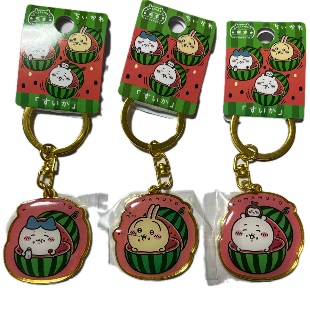 ちいかわ ご当地キーホルダー ハチワレ うさぎ 熊本限定 すいか 3点セット レディースのファッション小物(キーホルダー)の商品写真