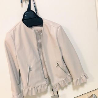 ザラ(ZARA)の✨mmさま、お取り置き品✨zara フリルジャケット ピンク XS(ライダースジャケット)