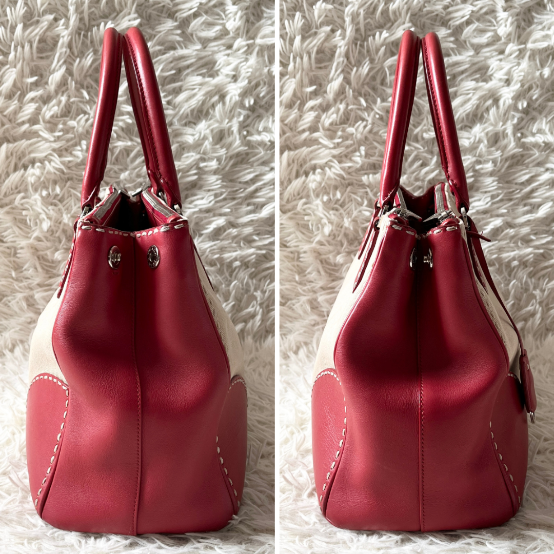 PRADA - プラダ 三角プレート ハンドバッグ 2way キャンバス