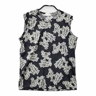 コムデギャルソン(COMME des GARCONS)のCOMME des GARCONS 総柄プリント ポリエステルTシャツ GC-T019 カットソー AD2008 ブラック グレー レディース コムデギャルソン【中古】5-0515S∞(Tシャツ(半袖/袖なし))