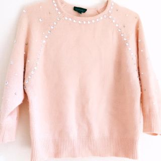 トップショップ(TOPSHOP)のTOP SHOP🎀ビジューピンクニットカットソー🎀トップショップトップス(ニット/セーター)