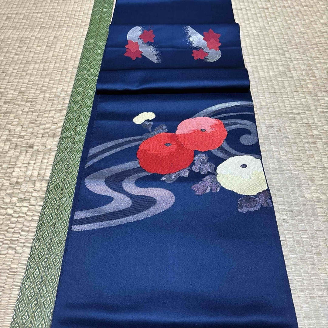 人気ブランド新作豊富 太鼓 金糸 黒色 白色 網目模様 組織 正絹 39 松葉仕立て名古屋帯 着物・浴衣