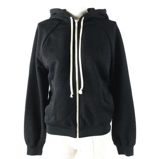 グッチ(GUCCI)の極美品△GUCCI グッチ 661783 GGエンボス GGロゴジャージージャカード ジップアップ フーディー オーバーサイズ パーカー ブラック XS イタリア製 正規品 レディース(パーカー)