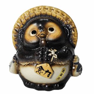 風水狸　黒　(大)　厄除け　（信楽焼き・陶器 ・置物・風水・たぬき・タヌキ・イン(置物)