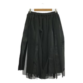 コムデギャルソンコムデギャルソン(COMME des GARCONS COMME des GARCONS)のCOMME des GARCONS COMME des GARCONS / コムコム | 2022SS / AD2021 | サテン&シアー レイヤード 短冊カット スカート | S | ブラック | レディース(ロングスカート)
