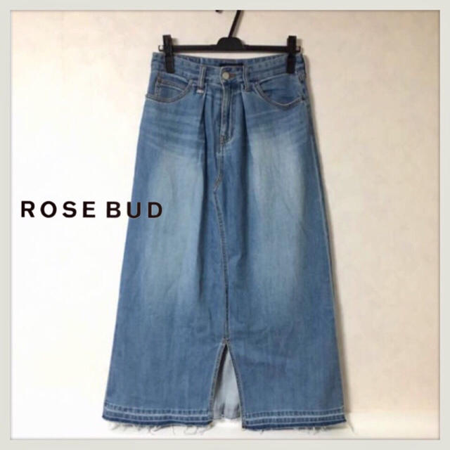 ROSE BUD(ローズバッド)の今季完売 ROSEBUD カットオフロング丈デニムスカート レディースのスカート(ロングスカート)の商品写真