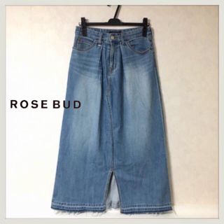 ローズバッド(ROSE BUD)の今季完売 ROSEBUD カットオフロング丈デニムスカート(ロングスカート)