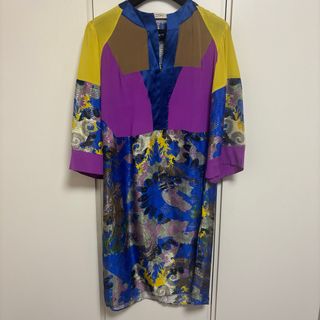 ETRO エトロ ワンピース ロング 花柄 総柄 ブルー 伸縮 ITALY L