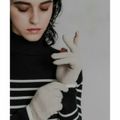 【OATMEAL】【-】William Brunton Hand Knits long rib cuff Glove