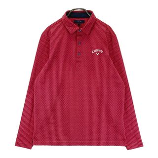 サイズ：L CALLAWAY キャロウェイ  長袖ポロシャツ 総柄 レッド系 [240101452868] ゴルフウェア メンズ ストスト(ウエア)