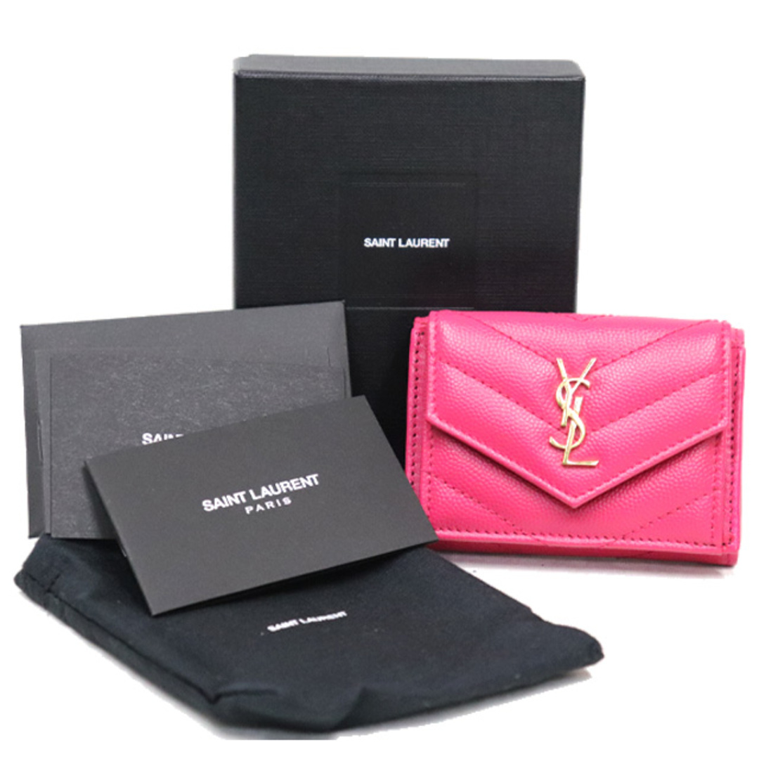 YSL ピンク レザー 財布 SAINT LAURENT - (美品)サンローラン SAINT LAURENT YSL