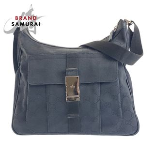 グッチ(GUCCI)のGUCCI グッチ ブラック 黒 シルバー金具 GGキャンバス 131211 斜め掛け ショルダーバッグ メッセンジャーバッグ メンズ 503002 【中古】(ショルダーバッグ)