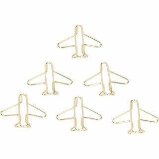 飛行機　ペーパー　クリップ　100個　ゴールド　防錆電気メッキ処理