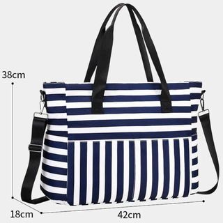 ストライプ ボストンバッグ 28L 男女兼用 トラベルバッグ ビーチバッグ 撥水(ボストンバッグ)
