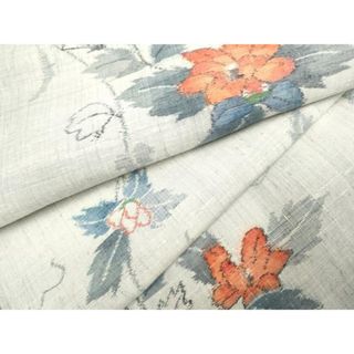 平和屋着物▽上質な紬　単衣　草花文　正絹　逸品　DAAR5142du(着物)