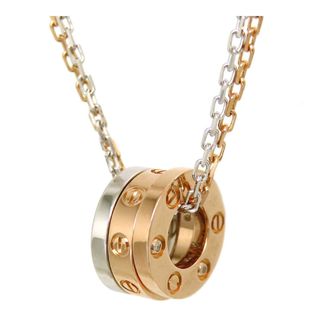 カルティエ(Cartier)のカルティエ ラブ スリーフープ ダイヤモンド ネックレス B7219700 Au750 (K18YG K18WG K18PG) レディース CARTIER [美品] 【中古】 【ジュエリー】(ネックレス)