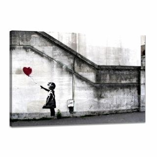 【人気商品】アートポスター バンクシー 風船と少女 絵画 インテリア 額付き バ(その他)