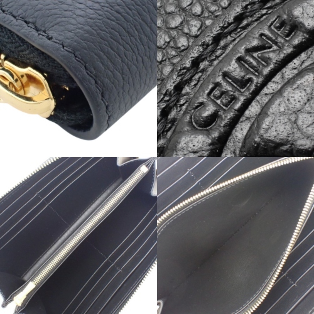 CELINE(セリーヌ)のCELINE(セリーヌ) ラージ ジップウォレット キュイル トリオンフ 長財布 ラウンドファスナー ロングウォレット グレインドカーフスキン ブラック黒 ゴールド金具 10K543FOW.38NO レディース 40802145292【中古】【アラモード】 レディースのファッション小物(財布)の商品写真