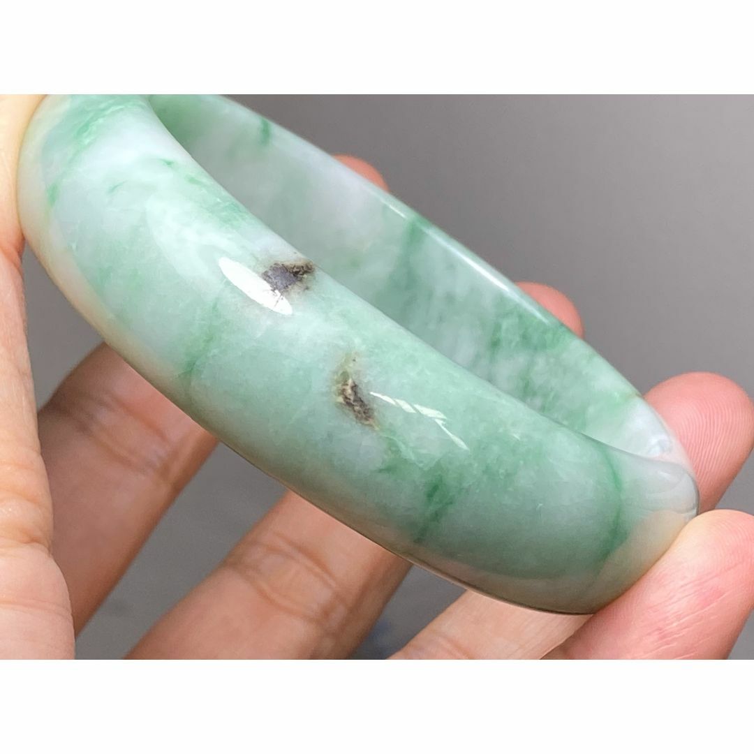 【国内配送】 BG9-27 本翡翠 A貨 59.6mm緑花ミャンマー産 訳あり処分品 アクセサリー
