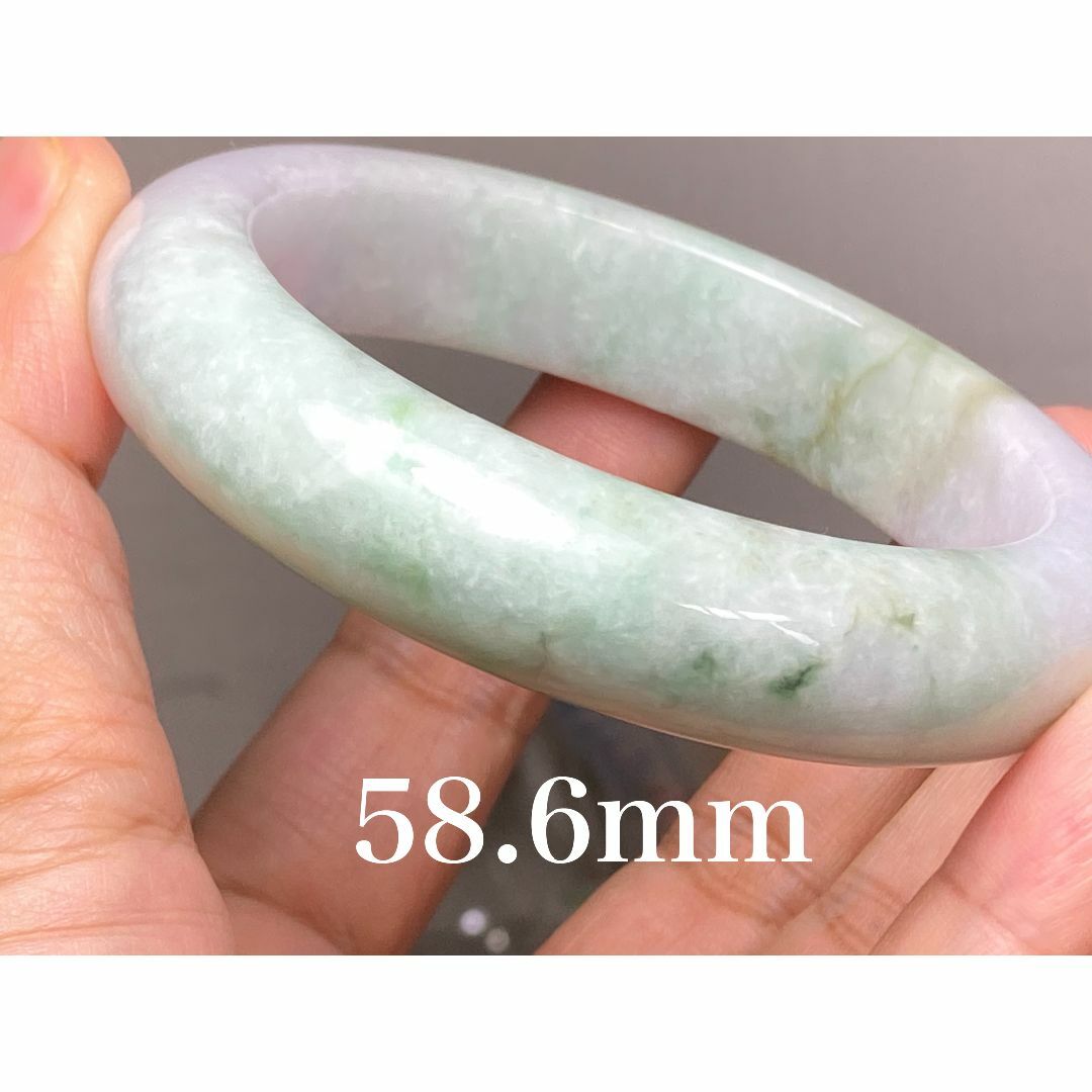 BG9-28 訳あり処分品 58.6mm 超薄ピンクラベンダー本翡翠 バングル