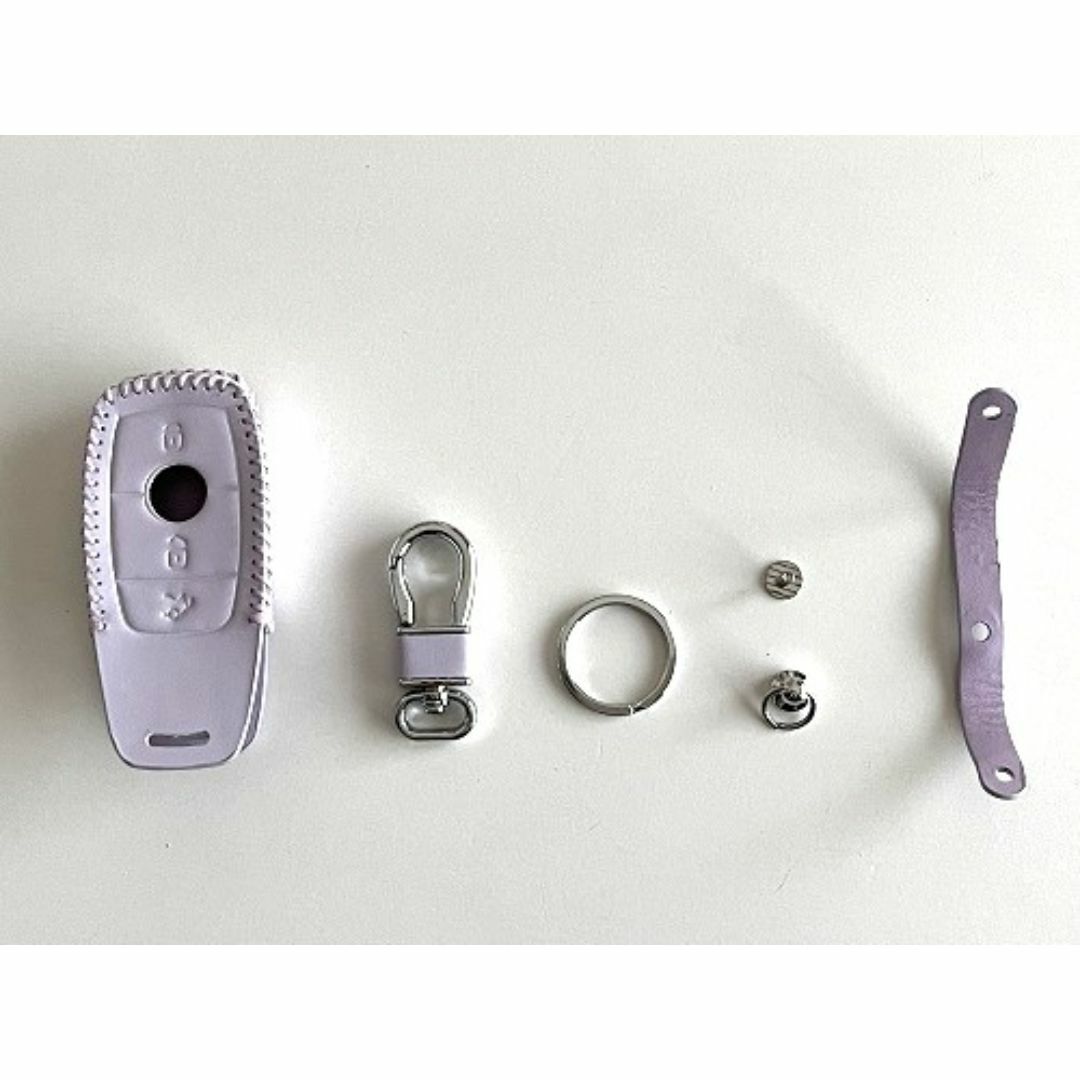 牛革ぴったり収まる Eクラス ベンツ スマートキーケース パステルパープル色 2 自動車/バイクの自動車(車内アクセサリ)の商品写真