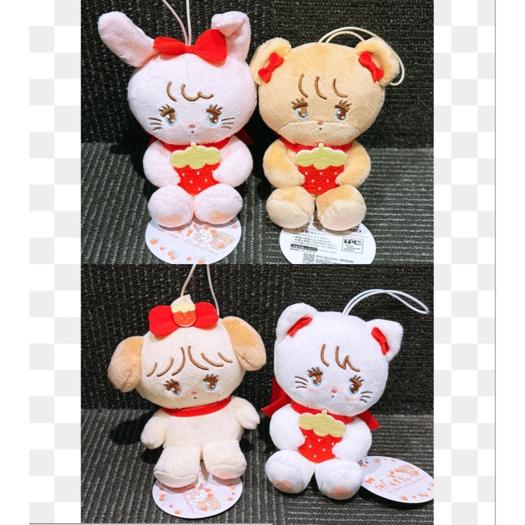 mikko いちごマスコットぬいぐるみ 4種セット エンタメ/ホビーのおもちゃ/ぬいぐるみ(ぬいぐるみ)の商品写真
