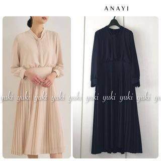 ANAYI クレープジョーゼット プリーツワンピース