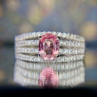 天然 パパラティアサファイア ダイヤモンド 計1 189ct DGL鑑別