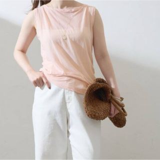 イエナ(IENA)のIENA I80/1GASSシアーノースリーブトップス　ピンク(シャツ/ブラウス(半袖/袖なし))