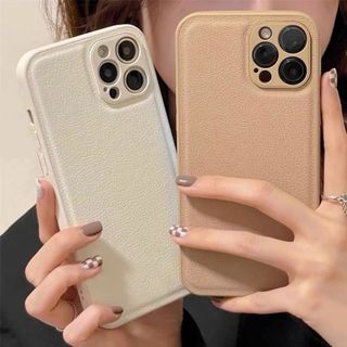 saymi iPhoneケース PUレザー おしゃれ 韓国 シンプル ホワイト (その他)
