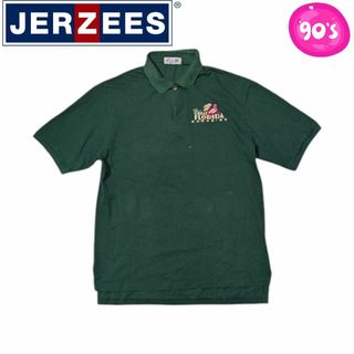ヴィンテージ(VINTAGE)の90s JERZEES グリーン USA製 刺繍 ポロシャツ(ポロシャツ)
