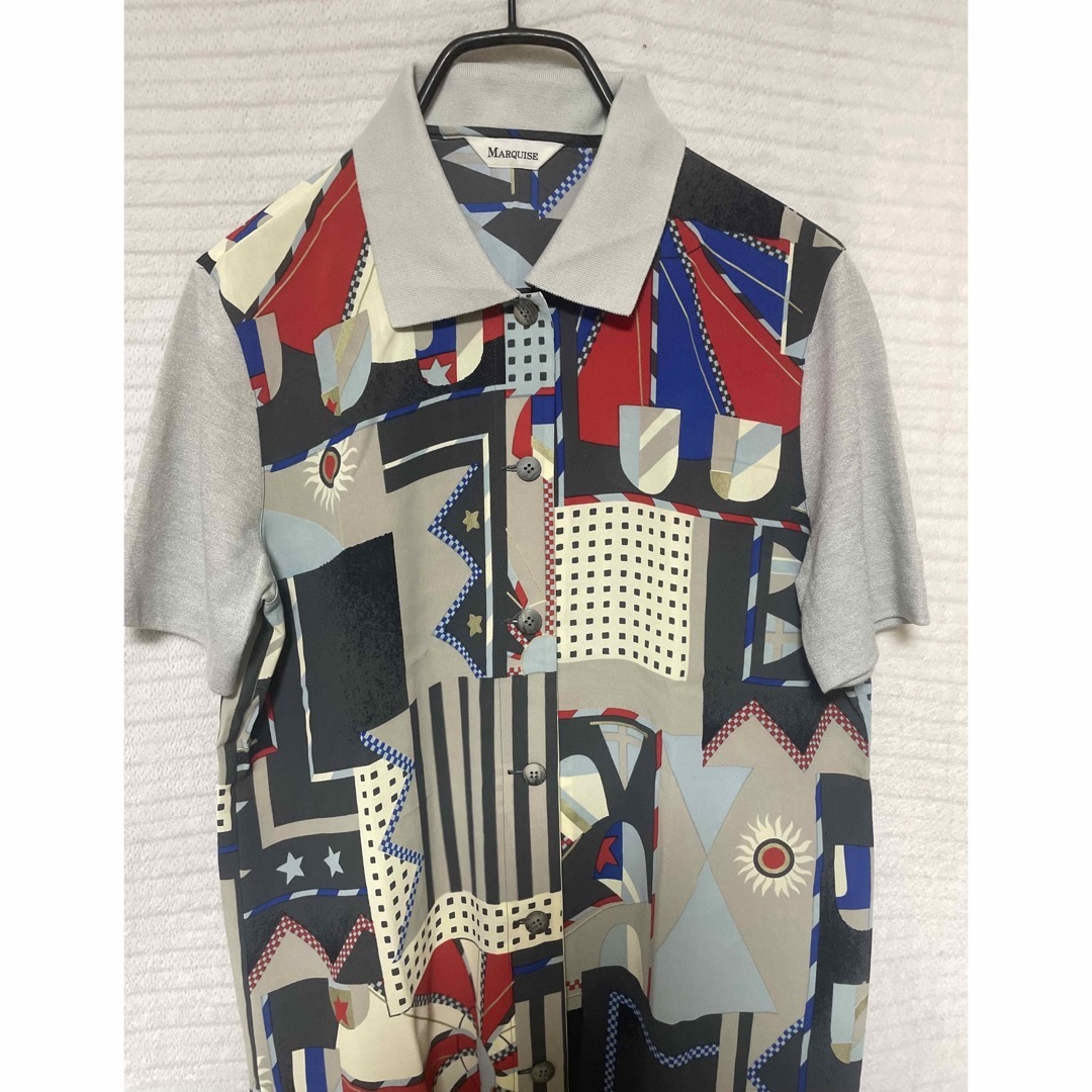MARQUISE  マルキス　幾何学模様  レディース半袖シャツ サイズ9号 レディースのトップス(シャツ/ブラウス(半袖/袖なし))の商品写真