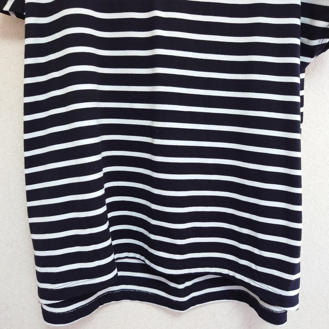 LEPSIM(レプシィム)のレプシィム　レディース　半袖Tシャツ　Vネック　半袖　プルオーバー　ボーダー　黒 レディースのトップス(Tシャツ(半袖/袖なし))の商品写真