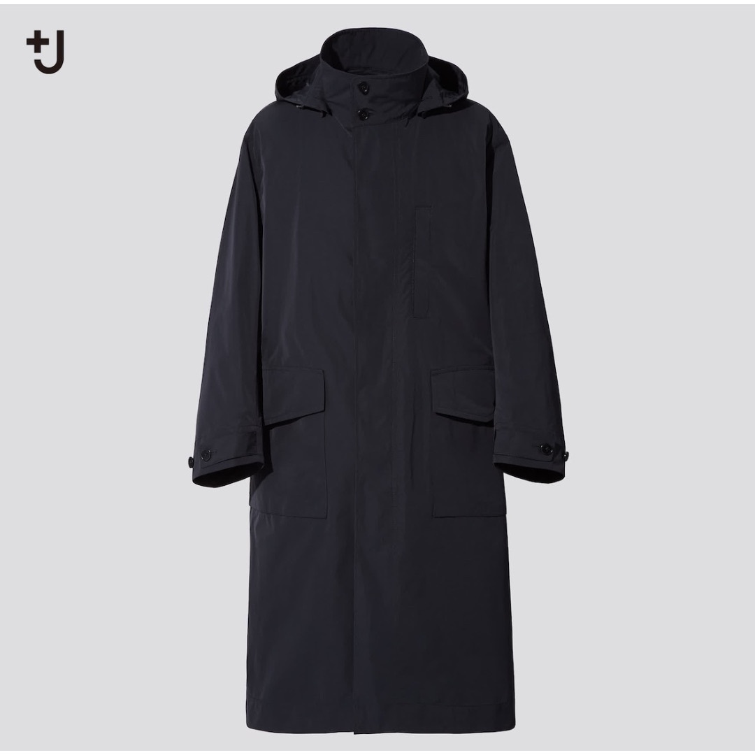 JIL SANDER - 【極美品】ユニクロ +j オーバーサイズ フーデッド ロングコート ブラック M