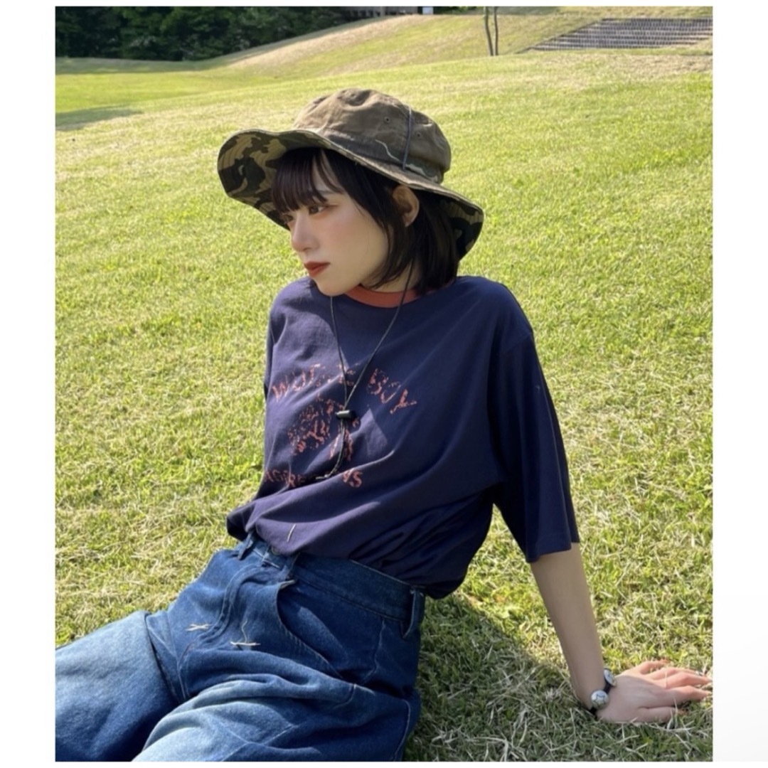 Wudge Boy ワッジボーイ logo ringar Tシャツ ネイビー メンズのトップス(Tシャツ/カットソー(半袖/袖なし))の商品写真