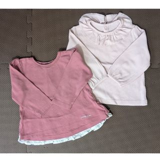 プティマイン(petit main)の【2点セット】プティマイン　ユニクロ　長袖カットソー　バックフリル　襟付きピンク(Tシャツ/カットソー)