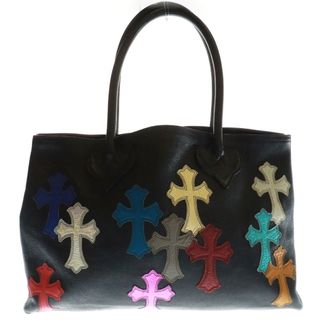 クロムハーツ(Chrome Hearts)のCHROME HEARTS クロムハーツ TOTE W SNP セメタリートート マルチクロスパッチ付きレザートートバッグ ブラック/マルチカラー(トートバッグ)