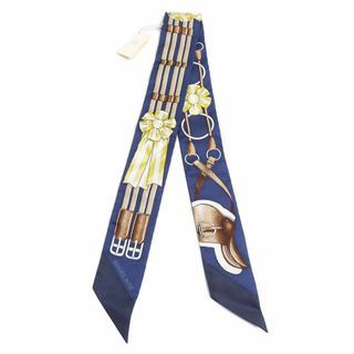 エルメス(HERMES)の未使用品◎HERMES エルメス ツイリー JUNPING ジャンピング  シルク100％ スカーフ ネイビー マルチ 箱付き フランス製 正規品 レディース(バンダナ/スカーフ)