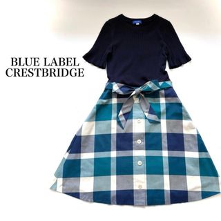 BLUE LABEL CRESTBRIDGE - ブルーレーベルクレストブリッジ バーバリー ワンピース ドッキング 半袖