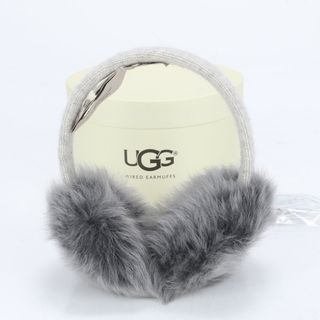 美品 UGG アグ 有線 ヘッドホン 機能付き イヤーマフ 耳当て グレー ファー おしゃれ 秋冬 オーディオ機器 レディース MUM CC16-9