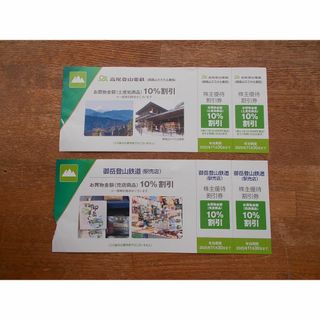 即発送　高尾山スミカ土産処・御岳登山鉄道駅売店　１０％割引券各２枚(その他)