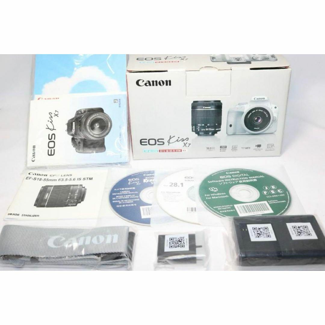 新品級 S数694回⭐Canon kiss x7⭐希少ホワイト 元箱・付属品付き 新品級 S数694回 Canon kiss x7 希少ホワイト 元箱・付属品付き