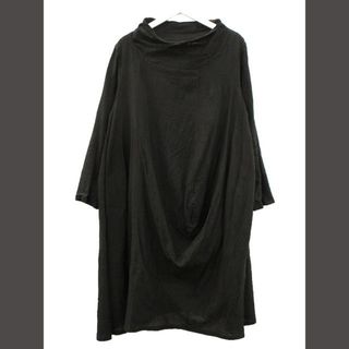 慈雨 センソユニコ 変形 ワンピース チュニック 黒 シワ加工 コットン 綿(ひざ丈ワンピース)