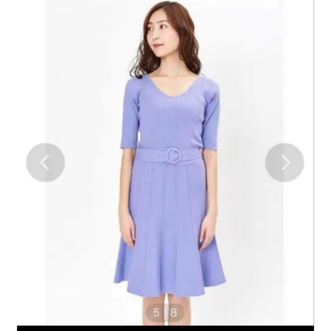 PATTERN fiona(パターンフィオナ)のPATTERN.fiona ニット膝丈　ワンピース ブルー　M レディースのワンピース(ミニワンピース)の商品写真