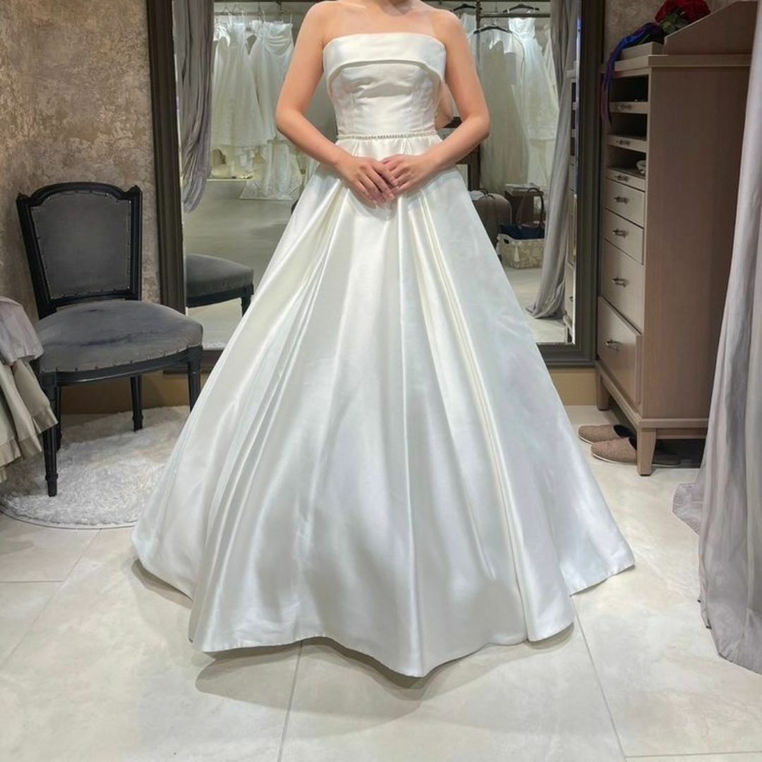エレガント ウェディングドレス ベアトップ Aライン 編み上げ 結婚式/披露宴