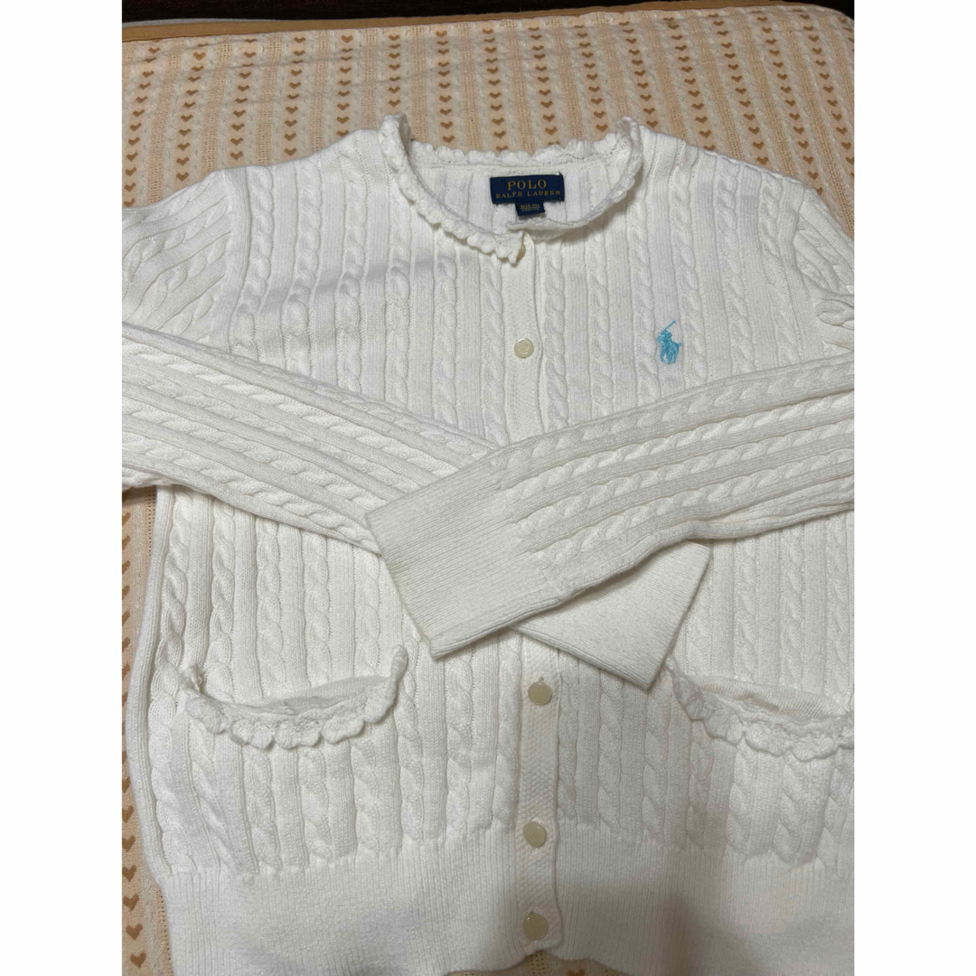 Ralph Lauren(ラルフローレン)の【美品】ラルフローレン　カーディガン　140 白　ホワイト キッズ/ベビー/マタニティのキッズ服女の子用(90cm~)(カーディガン)の商品写真