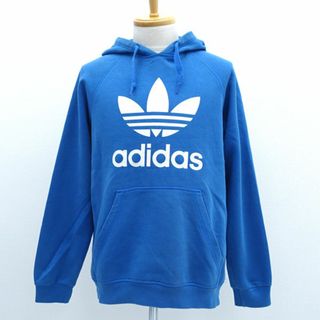 adidas - adidas / アディダス ◆プルオーバーパーカー/ロゴ/裏起毛/ブルー/サイズO AB7591 【メンズ/MEN/男性/ボーイズ/紳士】 メンズファッション【中古】 [0220524291]