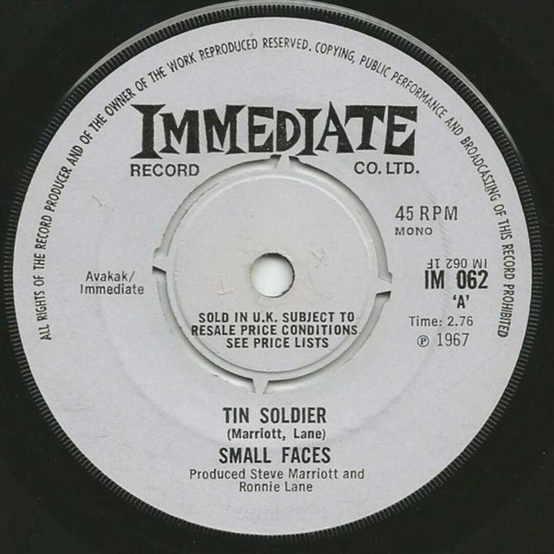 英7” Small Faces Tin Soldier / I Feel Much Better IM062 IMMEDIATE /00080 エンタメ/ホビーのエンタメ その他(その他)の商品写真