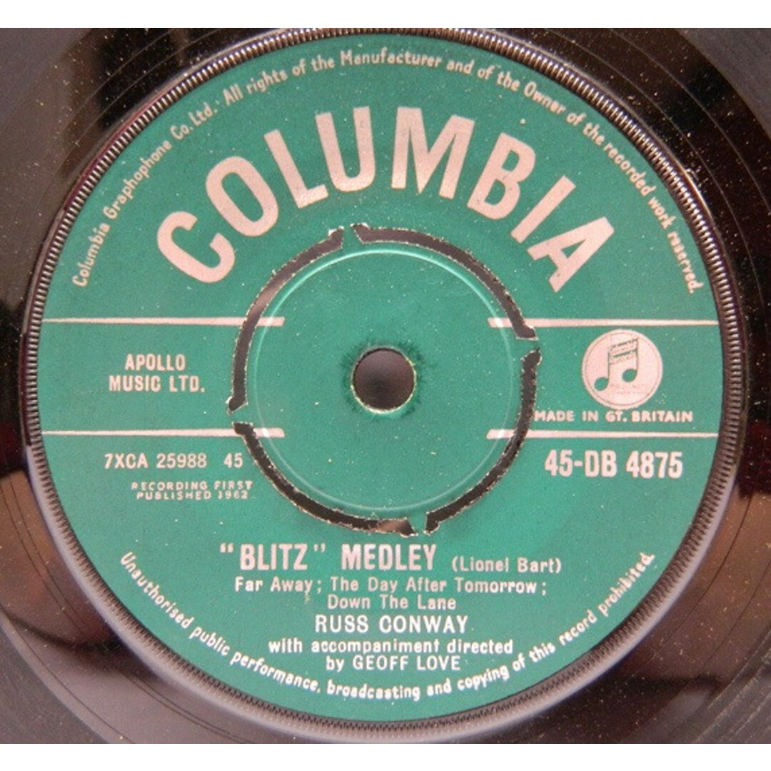 英7” Russ Conway ”Blitz” Medley / ”Oliver” Medley 45DB4875 Columbia /00080 エンタメ/ホビーのエンタメ その他(その他)の商品写真
